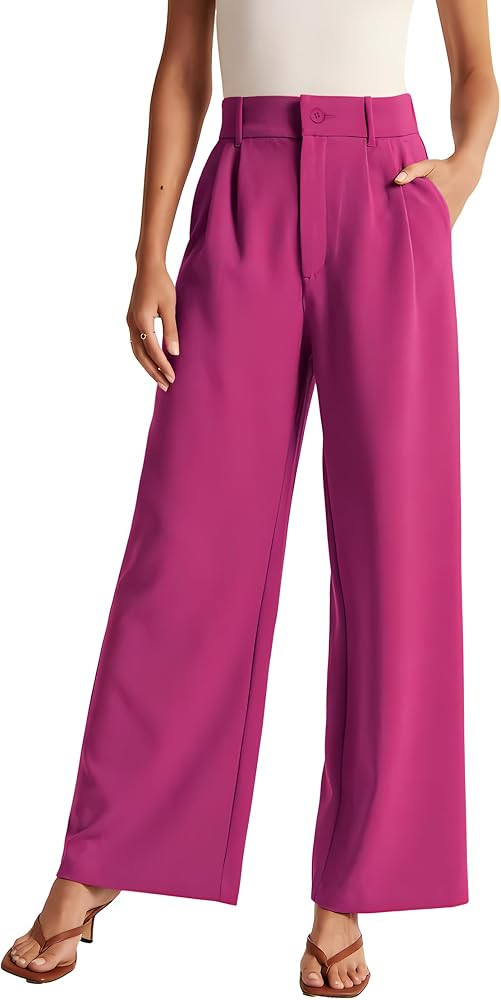 Womens Wide Leg Pants High Waisted Business Casual Summer Dress Pants Palazzo Long Work Trousers ... | Amazon (US)