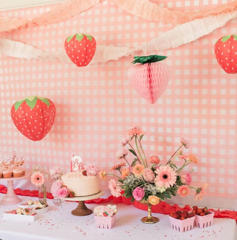 Strawberry Party Decoration, 3D Strawberry Lantern, Sweet One Party, Strawberry Birthday Party, S... | Etsy (US)