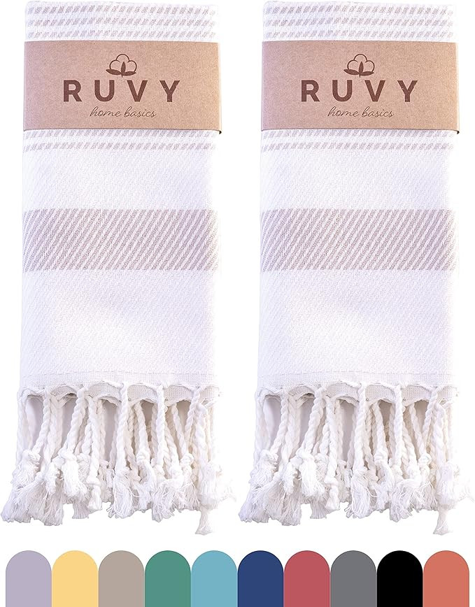 Ruvy Home Basics Turkish Hand Towels for Bathroom Set of 2 | 18"x40", 100% Cotton | Bathroom Hand... | Amazon (US)