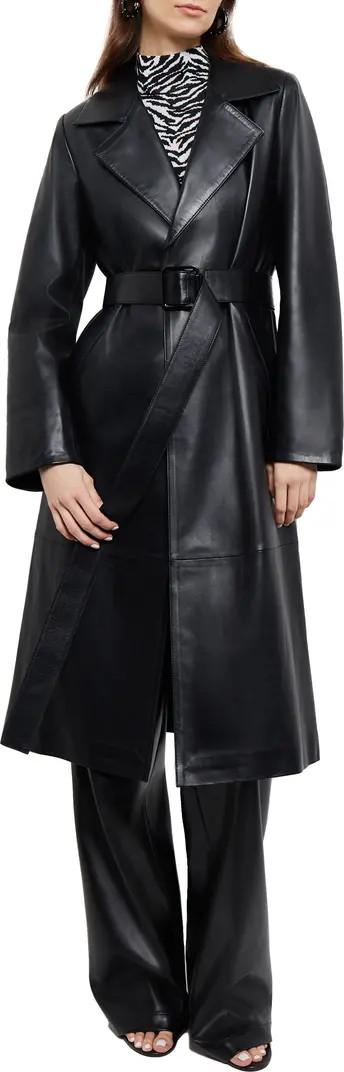 Misook Belted Leather Trench Coat | Nordstrom | Nordstrom