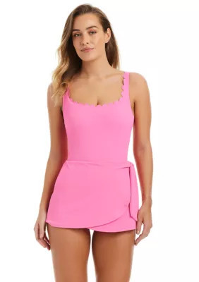 Crown & Ivy Women's Pique Swim Dress One Piece | Belk