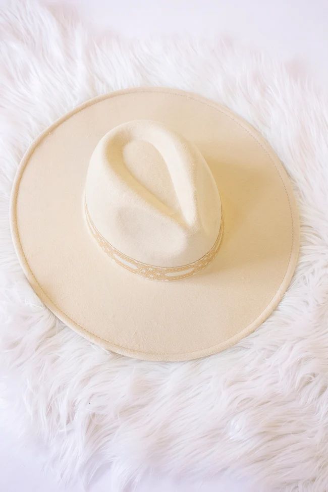 Keep Me Holding On Wide Brim Fedora Hat Beige | The Pink Lily Boutique