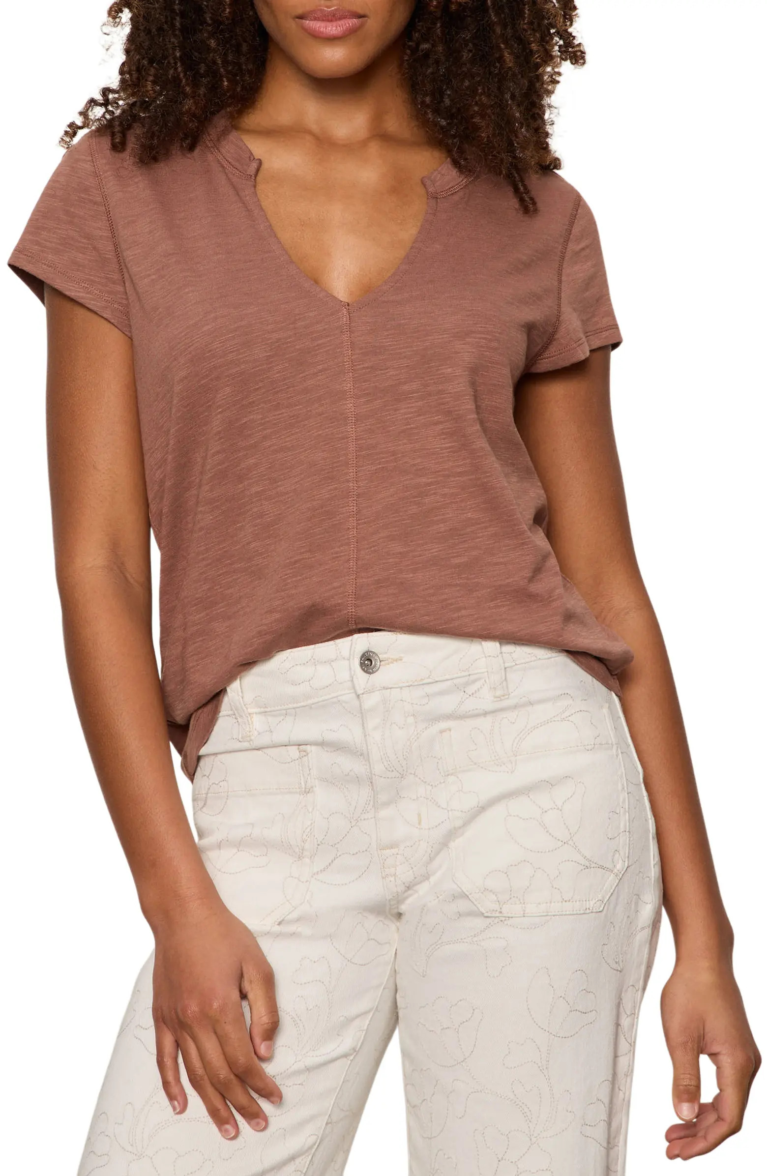 The New Girl Split Neck T-Shirt | Nordstrom