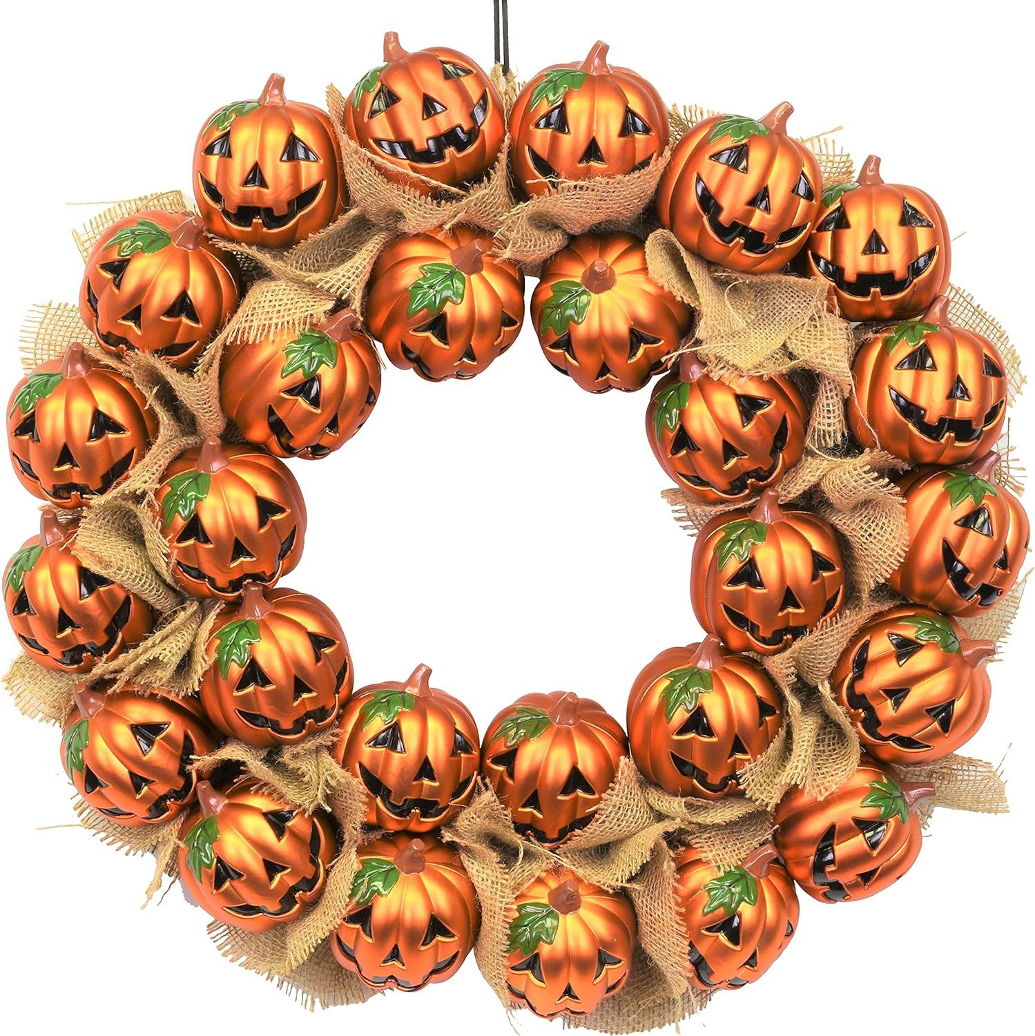 Tree Buddees Jack-O-Lantern Pumpkin Halloween Wreath Decoration | Amazon (US)