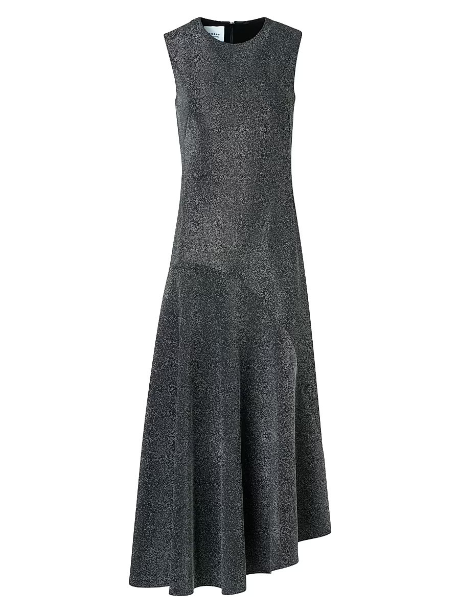 Women's Metallic Jersey Asymmetric Midi-Dress - Brushed Steel - Size 10 | Saks Fifth Avenue