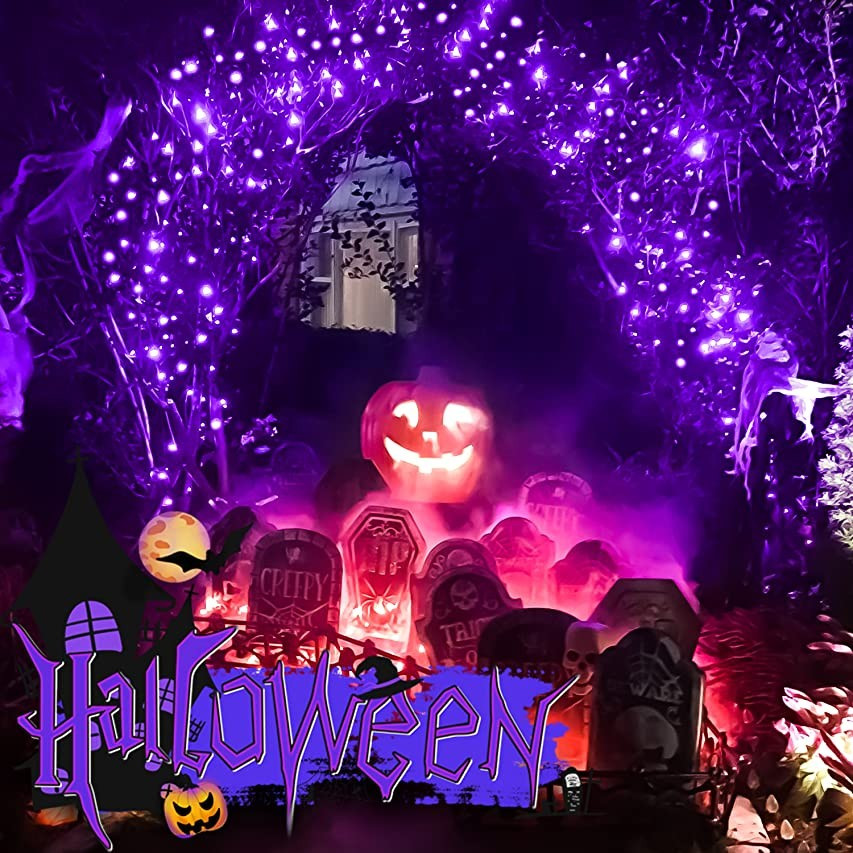 JMEXSUSS 800 LED Halloween Icicle Lights, 8 Modes Purple Icicle Lights Outdoor Waterproof, Christmas | Amazon (US)