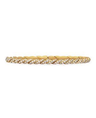 David Yurman Sculpted Cable Flex Bracelet in 18K Yellow Gold with Diamonds, 3.5mm  | Bloomingdale... | Bloomingdale's (US)
