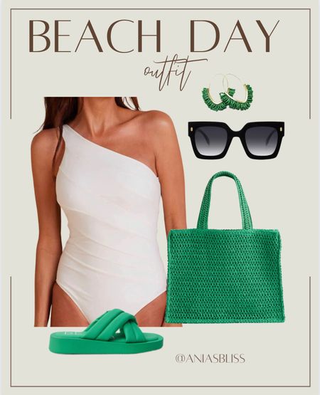One piece swimsuit, straw bag, pool slides, pool outfit, beach outfit, summer outfit 

#ltkitbag, #ltkunder50

#LTKshoecrush #LTKswim #LTKSeasonal