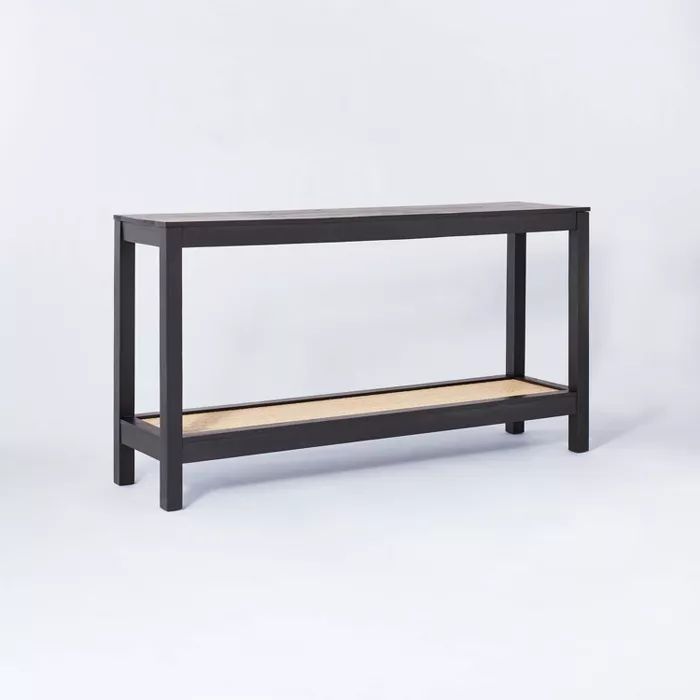 Console Table with Woven Rattan Shelf Black - Threshold&#8482; designed with Studio McGee | Target