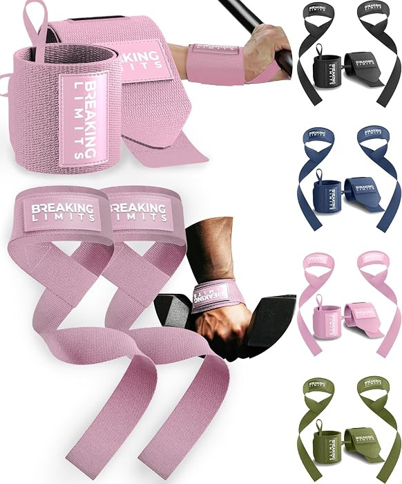 Breaking Limits Gym Straps Weight Lifting Wrist Wraps Bundle \u2013 Workout Lifting Straps for De... | Amazon (US)