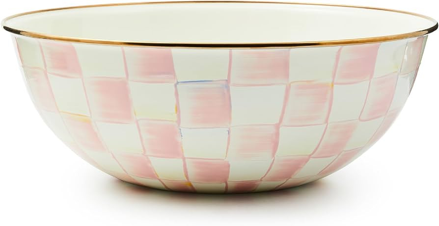 MACKENZIE-CHILDS Enamel Everyday Bowl, Serving Bowl for Entertaining, Extra-Large, Pink-and-White... | Amazon (US)