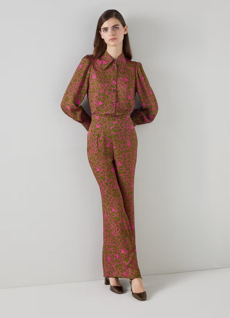 Esme Olive & Magenta  Peony Print Trouser | L.K. Bennett (UK)