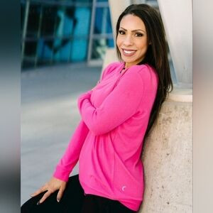 💖💋 ZYIA Active FUSCHIA PINK Boyfriend Pullover Sweater (Medium) 6 8 10 | Poshmark