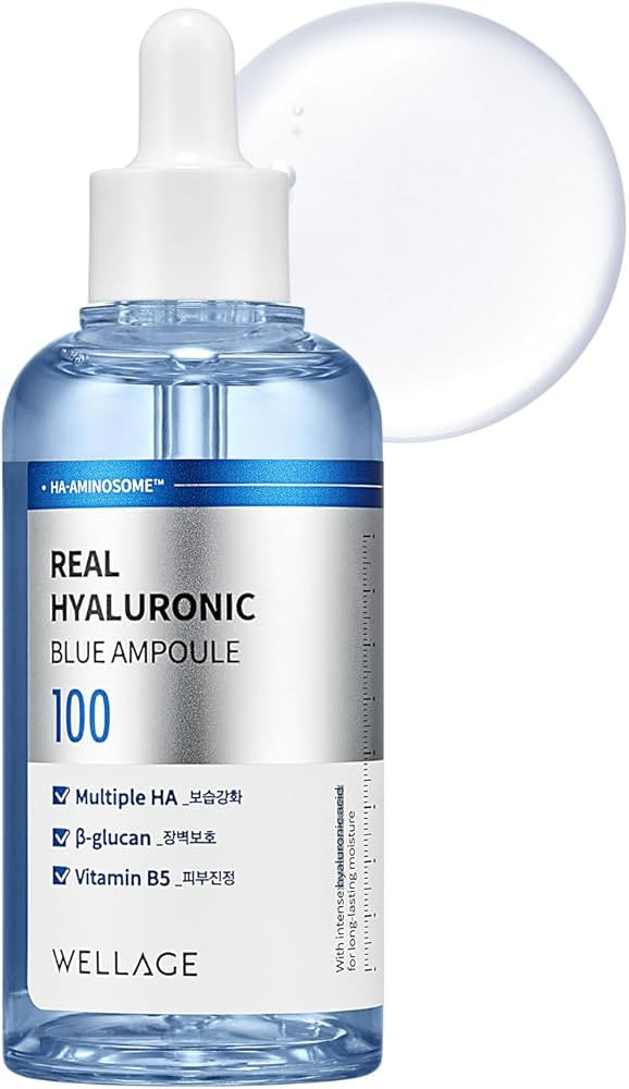 WELLAGE Real Hyaluronic Blue Ampoule 100, Korean Serum, Fragrance Free Hyaluronic Acid Ampoule wi... | Amazon (US)