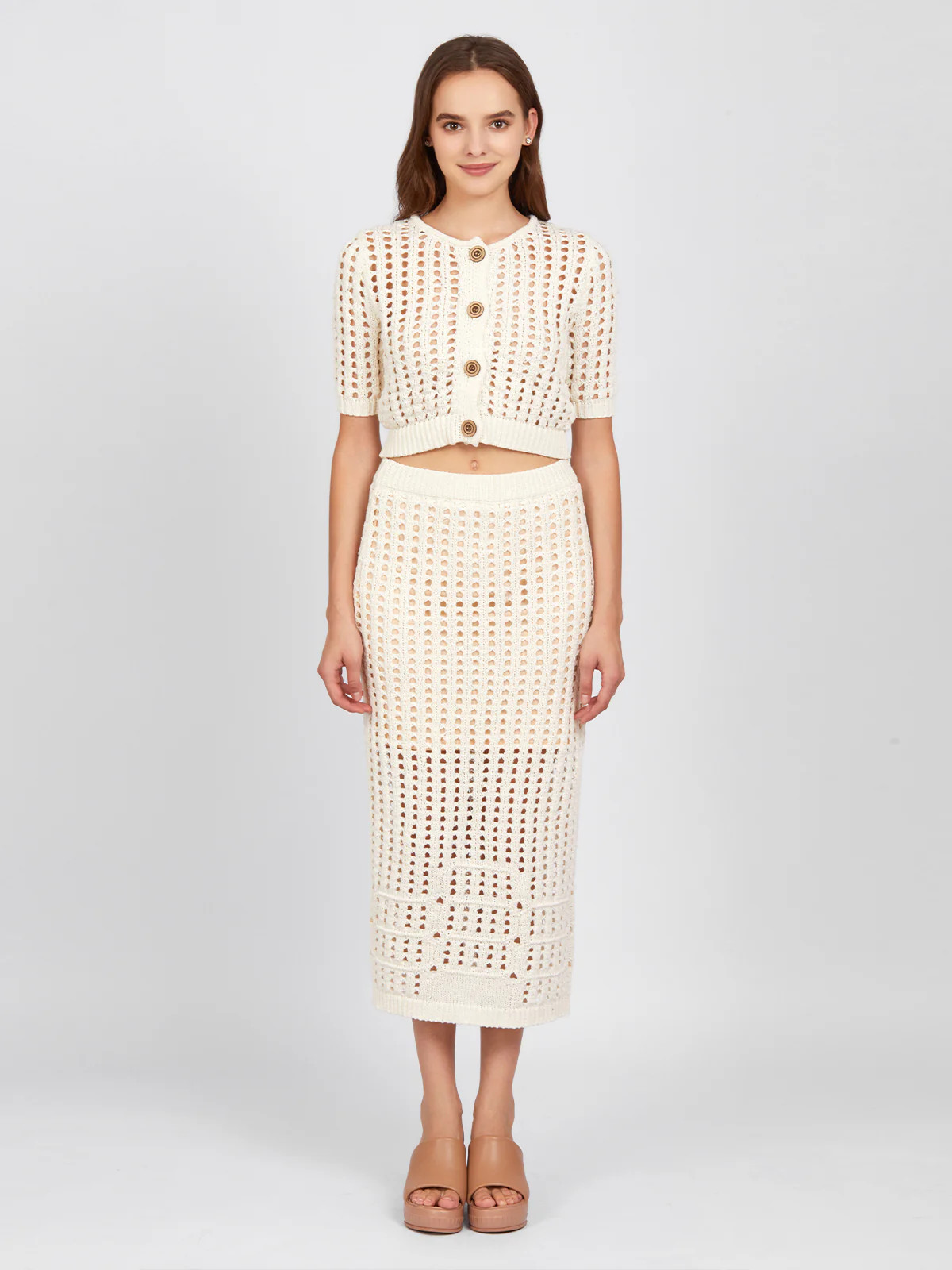 Adele: Open Stitch Cropped Cardigan | 525 America