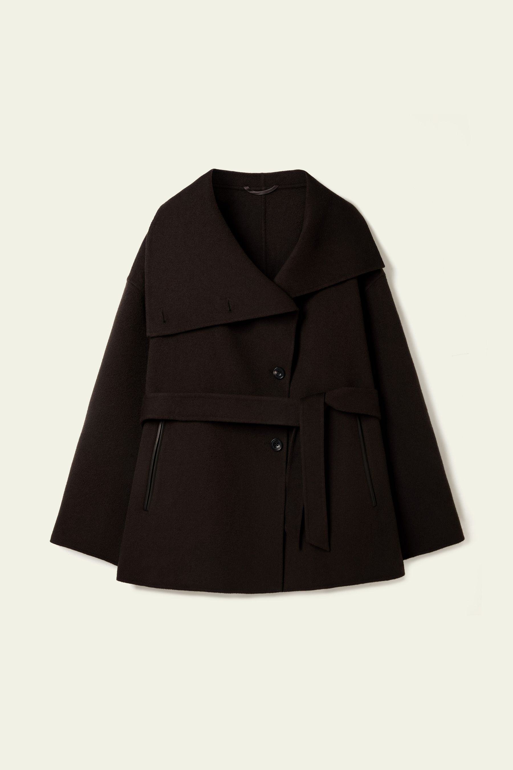 Convertible Collar Silk-Wool Blend Coat | LilySilk