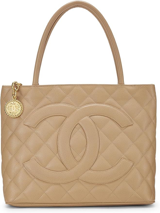 Amazon.com: Chanel, Pre-Loved Beige Quilted Caviar Medallion Tote, Beige : Luxury Stores | Amazon (US)