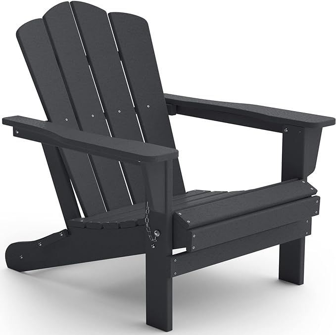 KINGYES Folding Adirondack Chair, HDPE All-Weather Folding Adirondack Chair, Grey | Amazon (US)