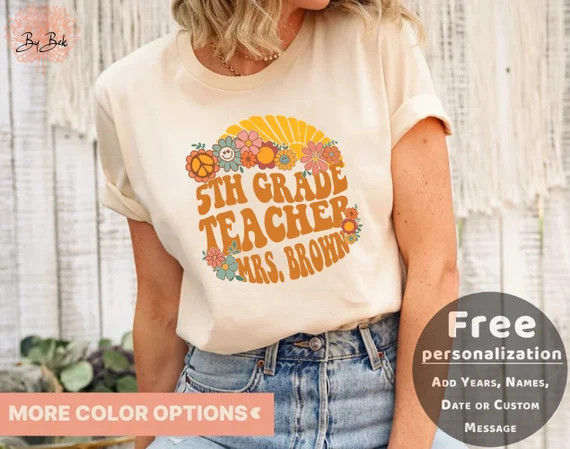 Personalized Fifth Grade Teacher Shirt Custom Name Shirt 5th - Etsy | Etsy (US)