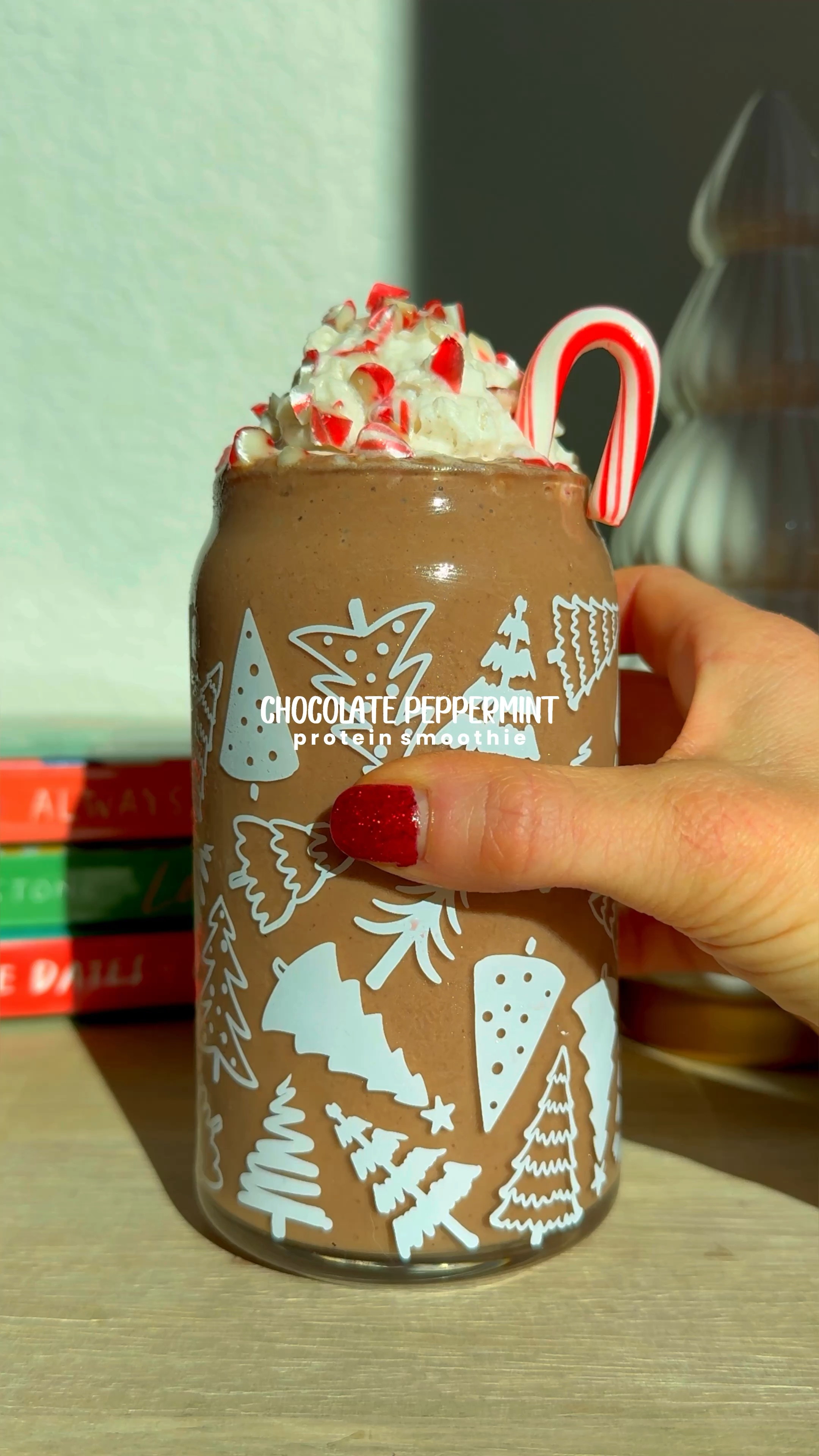 Festive Christmas cup for a healthy chocolate peppermint protein smoothie + linked decorations 

#LTKSeasonal #LTKHoliday #LTKhome