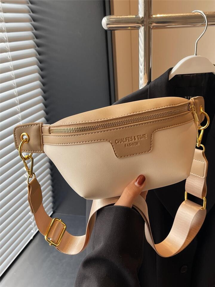 Trendy Zipper Shoulder Bag, Fashion Colorblock Fanny Pack, Stylish Letter Detail Purse | SHEIN US... | SHEIN