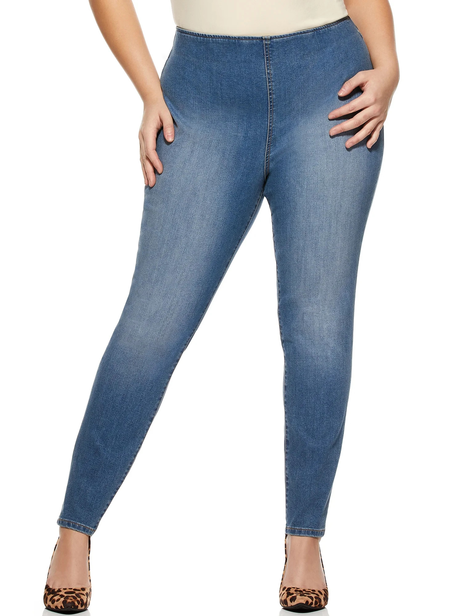 Sofia Jeans by Sofia Vergara Plus Size Rosa Curvy High-Waist Pull-On Ankle Jeggings - Walmart.com | Walmart (US)