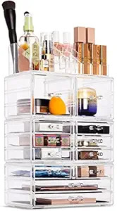 Sorbus Large Makeup Organizer - Clear Stackable Jewelry & Makeup Organizer For Vanity, Bathroom S... | Amazon (US)