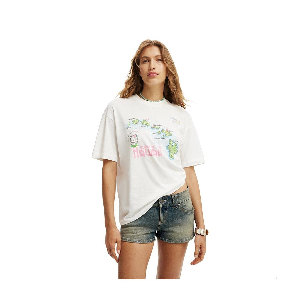 Cotton On Women's The Lcn Boxy Graphic Tee - Lcn hello kitty islands hawaii/ | Macy's