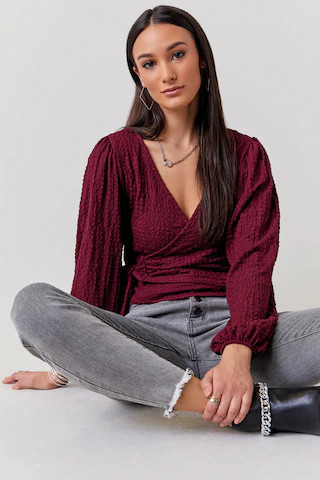 Bora Crinkle Wrap Blouse - francesca's | Francesca's
