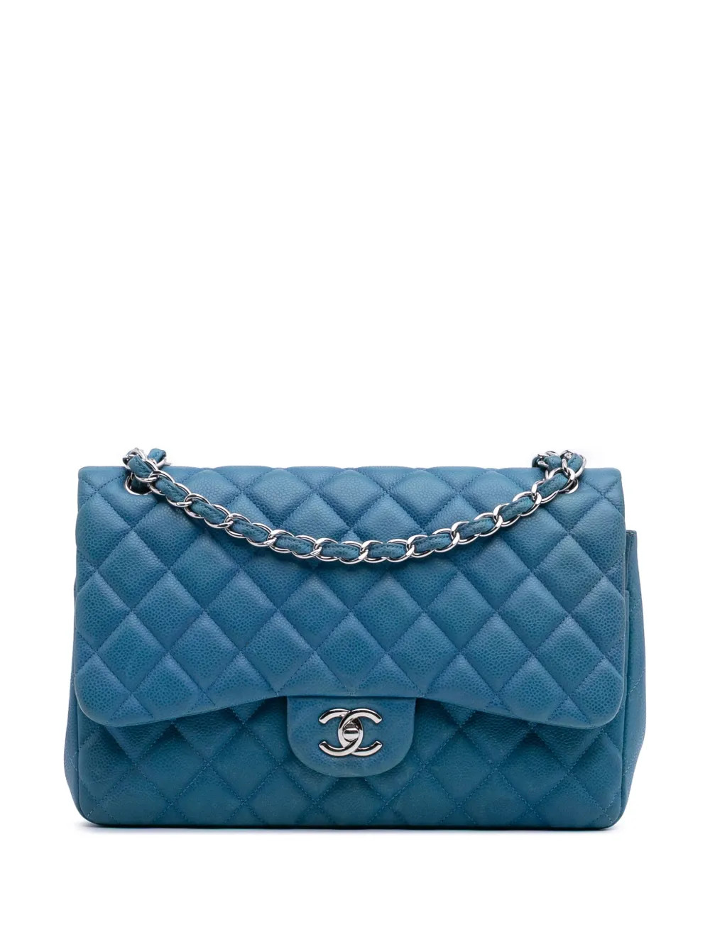 CHANEL Pre-Owned 2013-2014 Jumbo Classic Caviar Double Flap shoulder bag - Blue | Farfetch Global