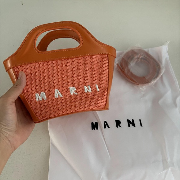 Marni Orange and Tan Woven Mini Bag | Poshmark