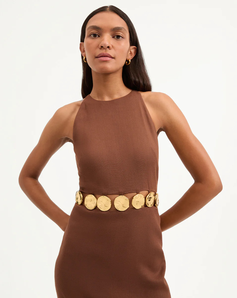 Isla Gold-Medallion Midi Dress in Light Chicory | Veronica Beard | Veronica Beard