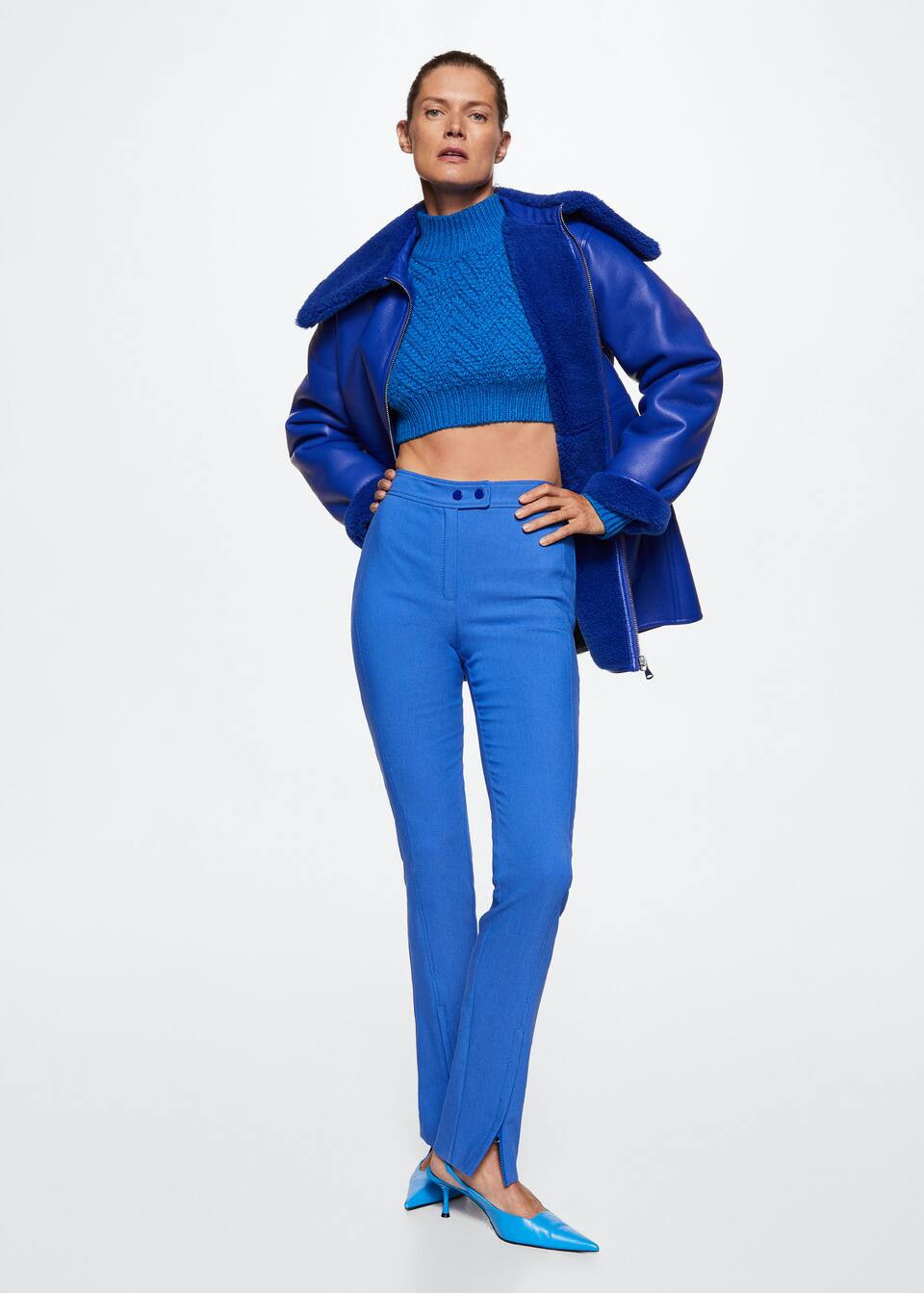 Straight trousers with openings -  Women | Mango USA | MANGO (US)