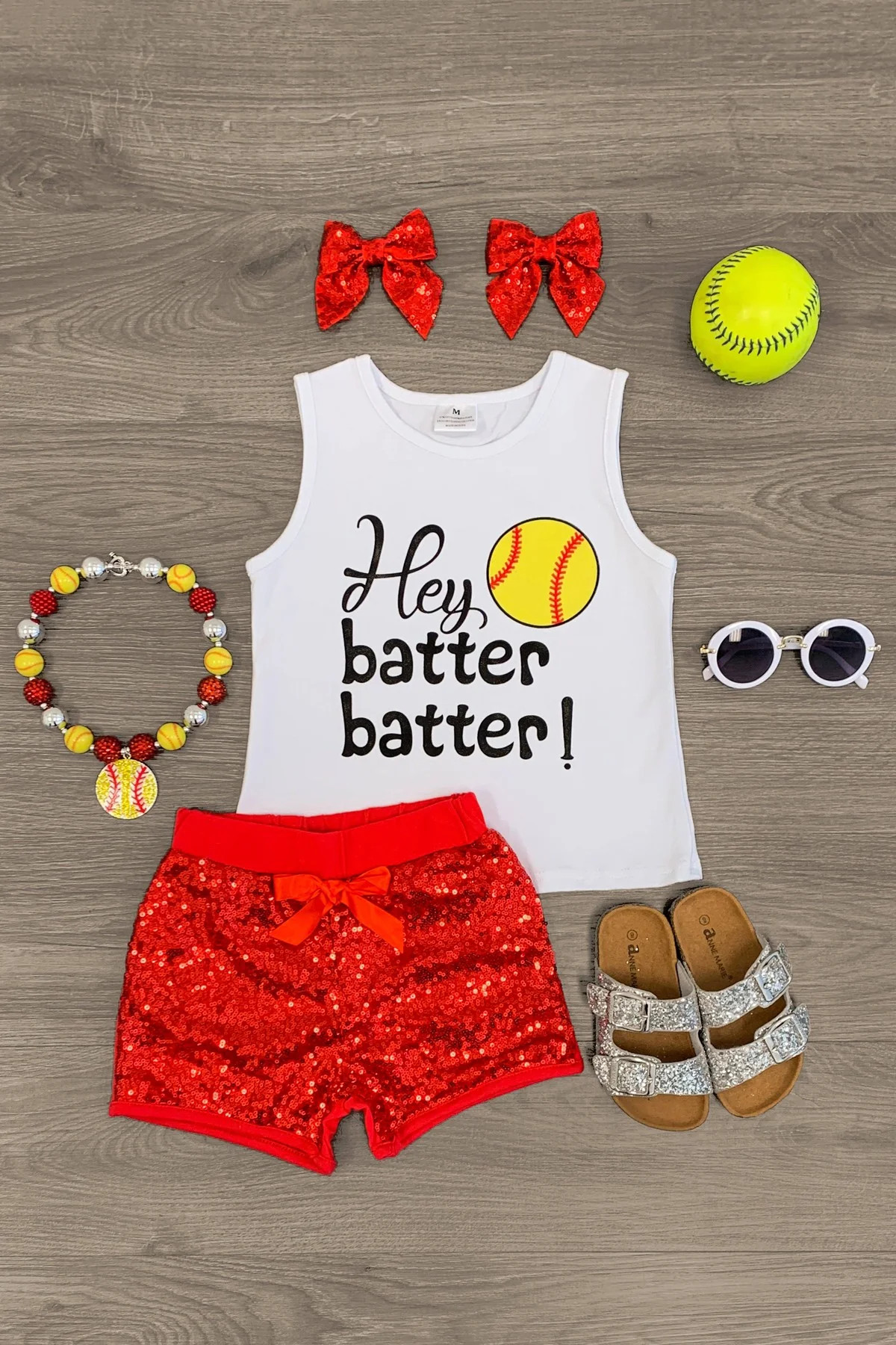 "Hey Batter Batter" Softball Sequin Short Set | Sparkle In Pink