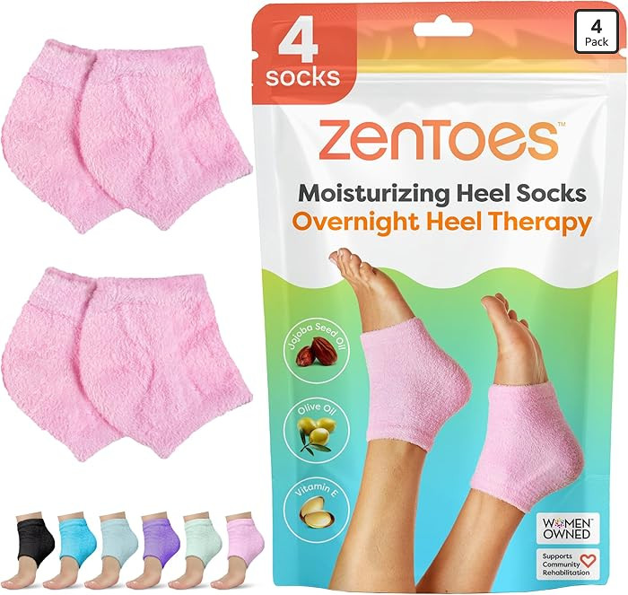 ZenToes Moisturizing Socks for Cracked Heel Treatment, Vitamin E, Olive Oil and Jojoba Oil Infuse... | Amazon (US)