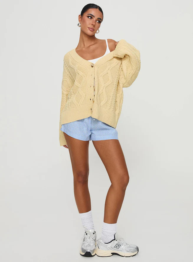 Daxtan Cable Cardigan Lemon | Princess Polly US