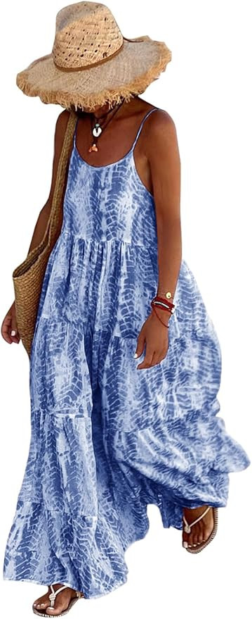 PRETTYGARDEN Women Summer Dresses 2026 Spaghetti Strap Scoop Neck Floral Maxi Dress Flowy Boho Lo... | Amazon (US)