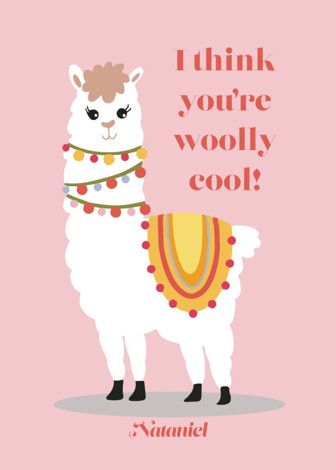 "Woolly Cool" - Customizable Classroom Valentine's Cards in Pink by EMANUELA CARRATONI. | Minted