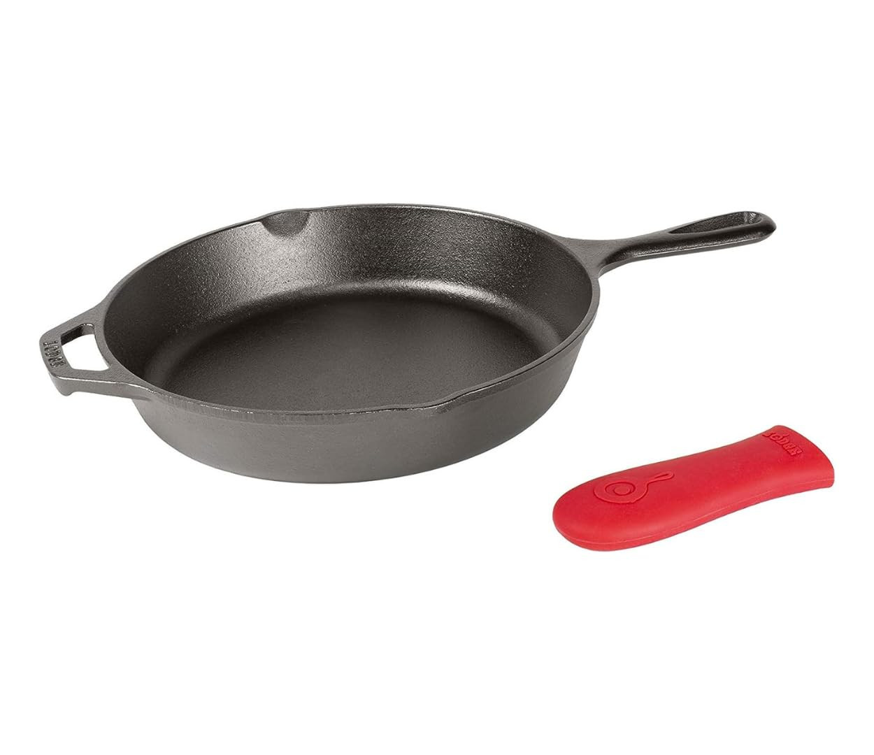 Lodge 12 Inch Cast Iron Skillet with Red Silicone Hot Handle Holder – Pre-Seasoned Frying Pan f... | Amazon (US)