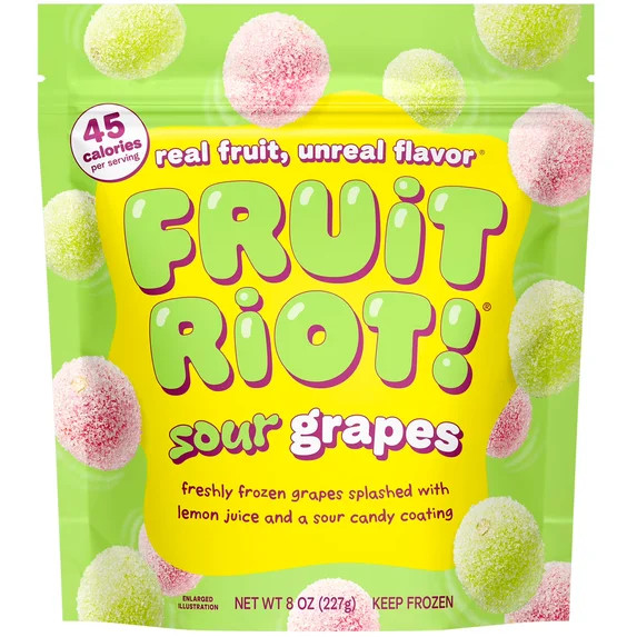 Fruit Riot Sour Candy Grapes, Real Frozen Fruit, 8 oz | Walmart (US)
