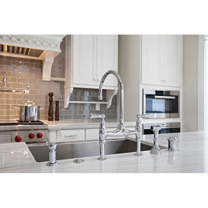 U.4719L-APC-2 Georgian Era™ Bridge Faucet with Side Spray | Wayfair North America