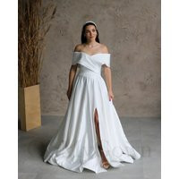 Off The Shoulders Wedding Dress, Classic Modest Bare Minimalist Bridal Gown | Etsy (US)