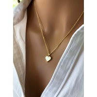 Mother Of Pearl Heart Necklace, Small Gold Minimalist Layered Gift Idea For Girlfriend Mom Or Daught | Etsy (US)