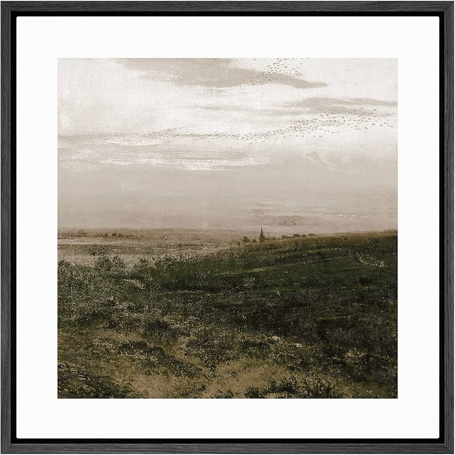 SIGNWIN Framed Canvas Print Wall Art Cloudy Stormy Brown Countryside Landscape Nature Wilderness ... | Amazon (US)