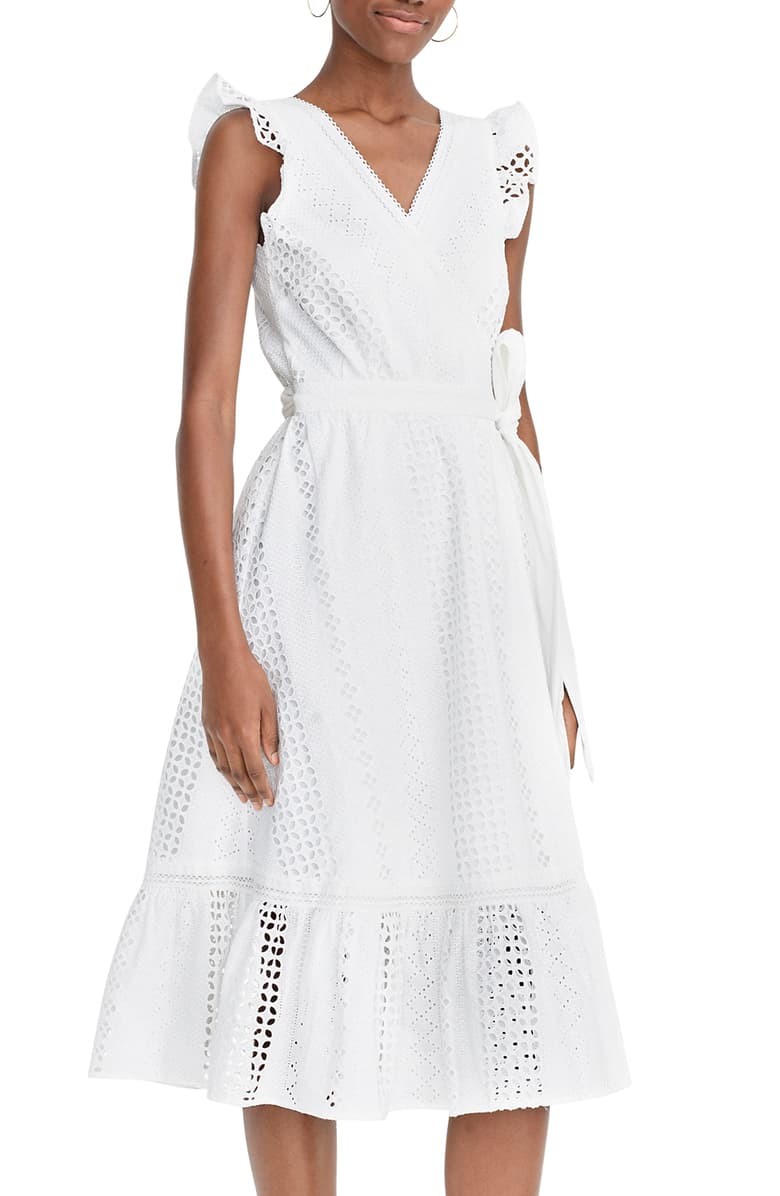 All Over Eyelet Wrap Midi Dress | Nordstrom