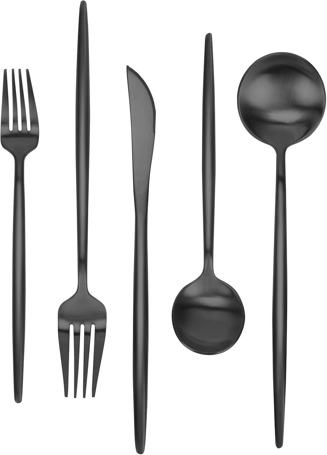 Matte Black Silverware Set 30 Pieces, FAMEWARE Stainless Steel Flatware Set，Service for 6，Kit... | Amazon (US)