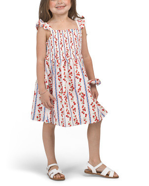 Kids Flutter Sleeve Smocked Top Strawberry Print Dress | Little Girl Dresses | Marshalls | Marshalls