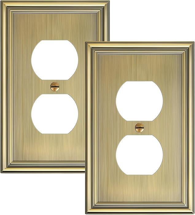 2-Pack Single Duplex Outlet Cover Plate, Decorative Antique Brass Switch Plates and Outlet Covers... | Amazon (US)