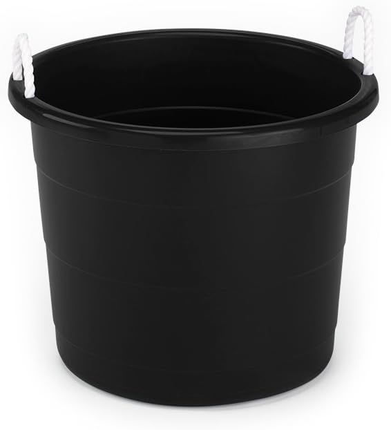 HOMZ Plastic Utlity Rope Handle Tub, 17 Gallon (Standard), Black, 2 Count | Amazon (US)