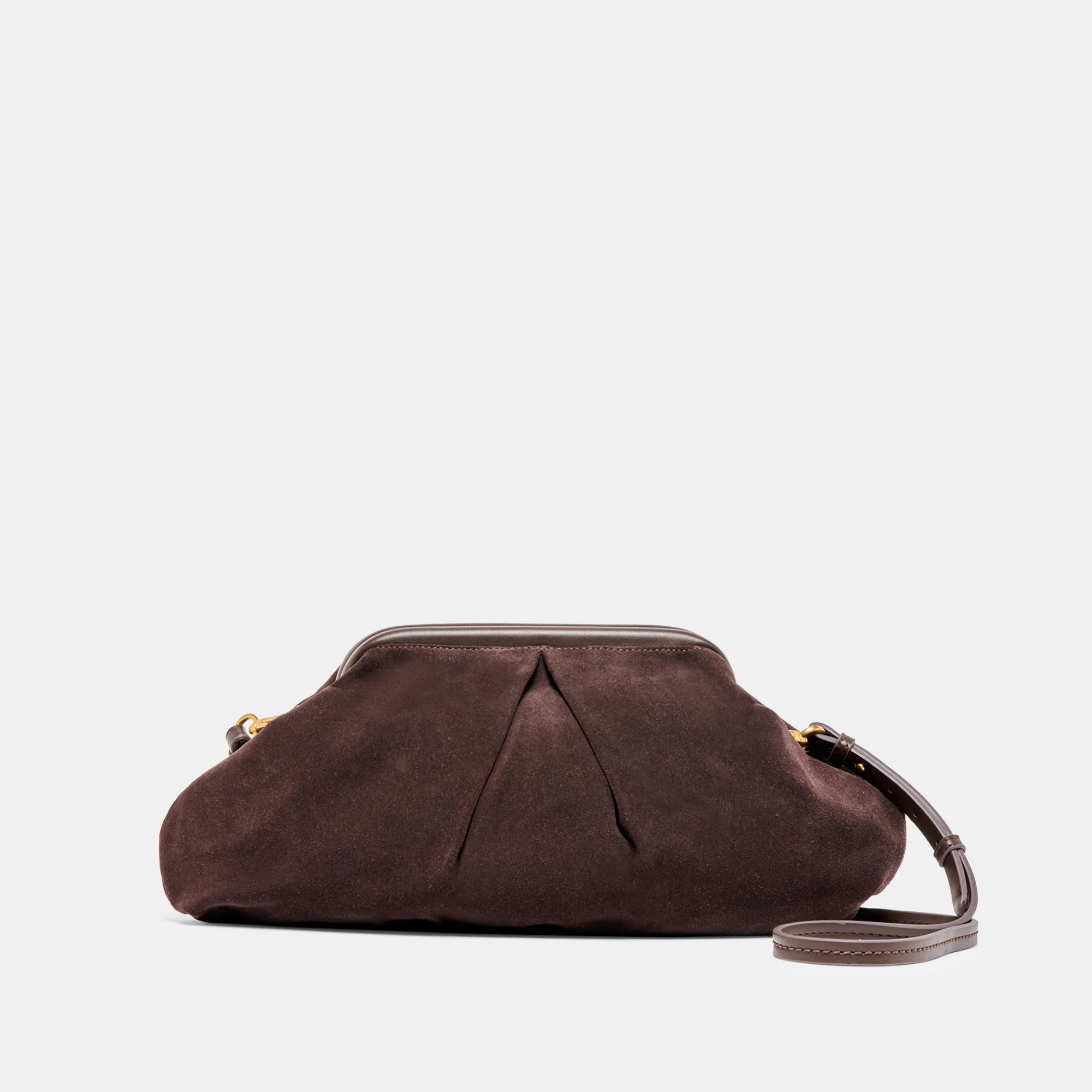 Sahara Clutch Espresso Suede | DolceVita.com